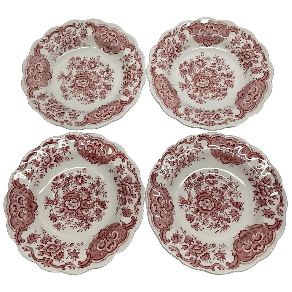 Vintage 1960s Ridgway Windsor‎ Pink Pattern Transferware Saucer Set Of 4 6"